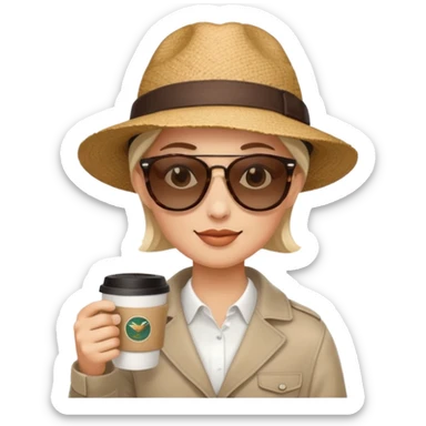 stylish traveler with coffee cup on hand sticker