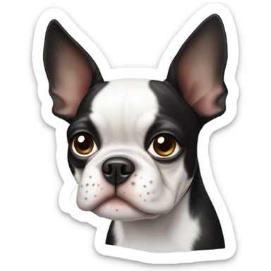boston terrier with folded ears sticker