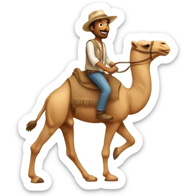 man rides camel sticker