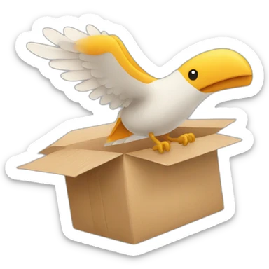 flying a bird carrying a parcel sticker