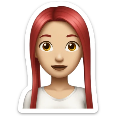 woman with long straight ruby hair and white skin sticker