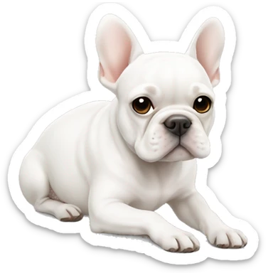 White Frenchie laying sticker