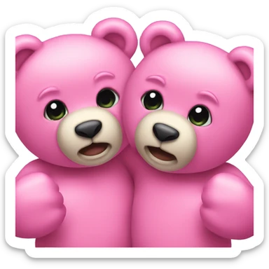 two pink teddy bears punching sticker