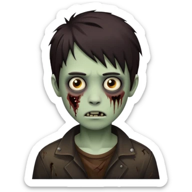 boy zombie with darkish brown emo hair, not so harmed sticker