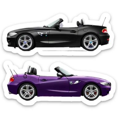 black bmw z4 with purple tyre rims sticker
