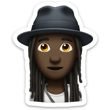 Dark skin dude with dreads wearing a hat  sticker