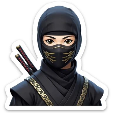 Clash of Clans aesthetic: Beautiful and Majestic Ninja Portrait Emoji, Rendered in serene poise with a gentle, confident smile and a refined masked visage, showcasing a sleek, artfully poised figure exuding calm and determined elegance in natural skin tone, Simplified yet exquisitely endearing features, highly detailed, glowing with a soft, drowsy nocturnal light, high shine, relaxed and utterly noble, stylized with an air of timeless stealth, soft glowing outline, capturing the essence of a majestic ninja whose graceful presence inspires epic covert adventures! sticker