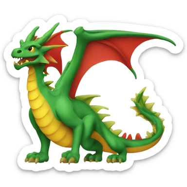  graoully dragon, green body and red back and green / yellow wings sticker