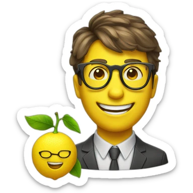 Happy Lemon with nerd glasses sticker