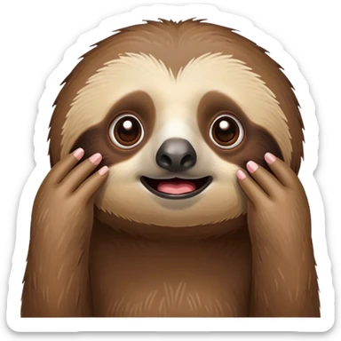sloth with shoked face with hands on face sticker