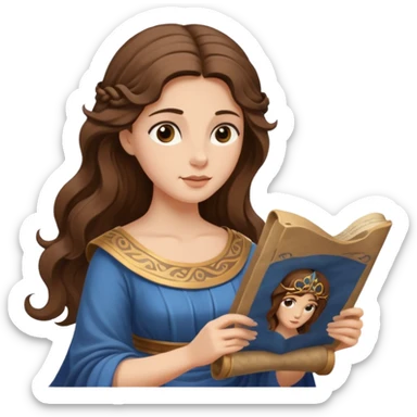 ancient greek woman reading a scroll sticker
