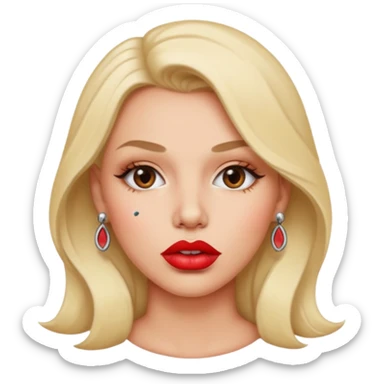 woman having pin on the lips sticker