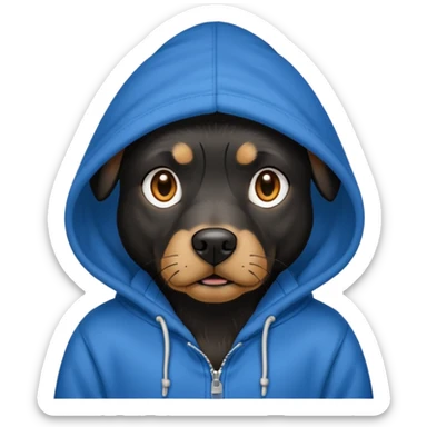 Black dog wearing a hoodie  sticker