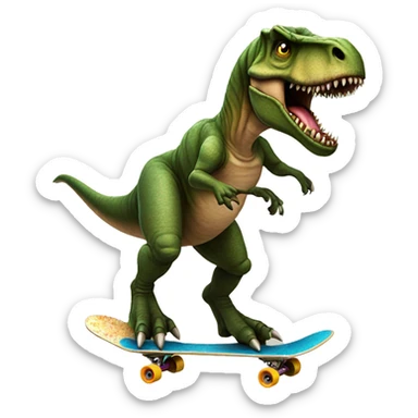 T-Rex on a skateboard doing an Ollie  sticker