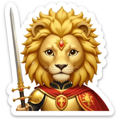 Emoji style pre 1979 Iran Sun and Lion, golden lion with sword, rising sun, flat bold colors sticker