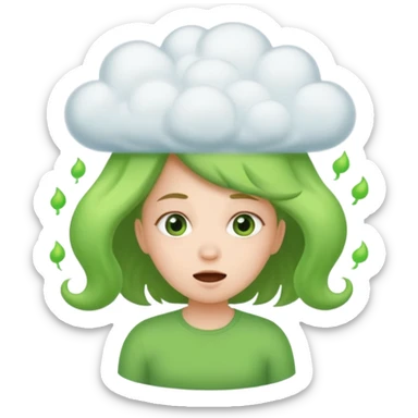 Girl farting green fart clouds sticker