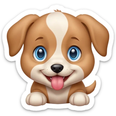 puppy winking and sticking out tongue with blue eyes  sticker