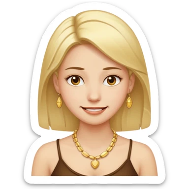 Female with Gold Necklace, fair skin, different expressions. sticker