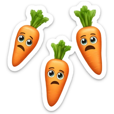 Cute carrot with large eyes crying, tears sticker