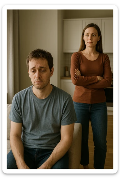 uomo senza energia maschile, uomo che manca di polso, e in famiglia comanda la moglie sticker