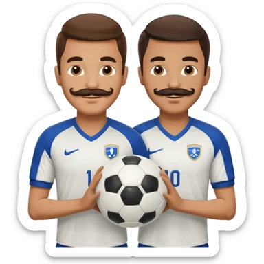 soccer players with mustache holding soccer ball sticker