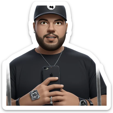 casual guy with phone jewelry sticker