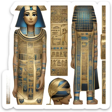 egypt full body sarcophagus coffin gold blue white black  sticker