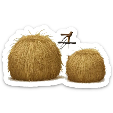 a pitchfork and a haystack sticker