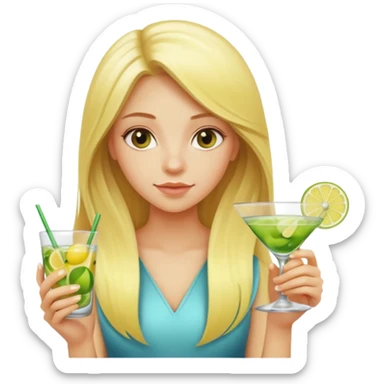 Girl with long blonde hair lemons limes cocktail  sticker