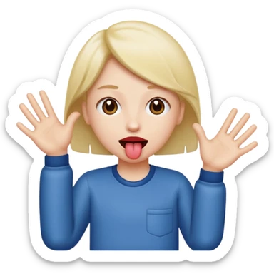 Face with tongue out and hands  the side ￼ sticker