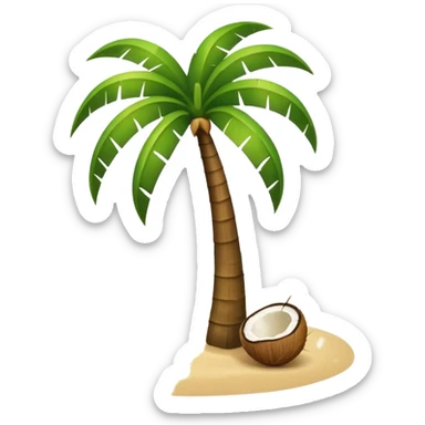 Un cocotier au bord d'une plage avec en arc de cercle écrit bonsoir sticker