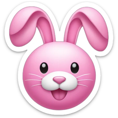 pink bunny with white big moustache and a round pink nose and a big smile sticker