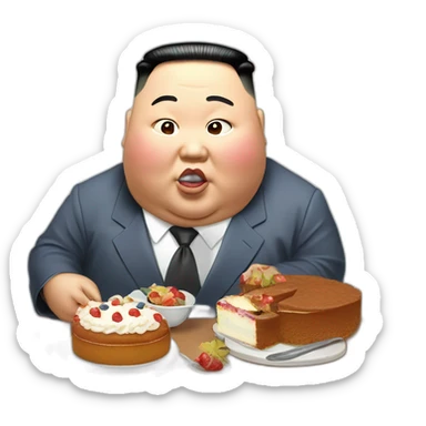 Kim jung un morbidly obese eating cake sticker