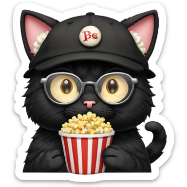 balck cat with with rapper popcorn with opticals sticker
