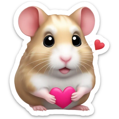 hamster con corazones rosados sticker
