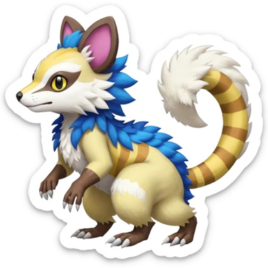 Trico-Sergal-Furret-Vernid-fusion-Fakemon-animal-hybrid-creature, full body sticker