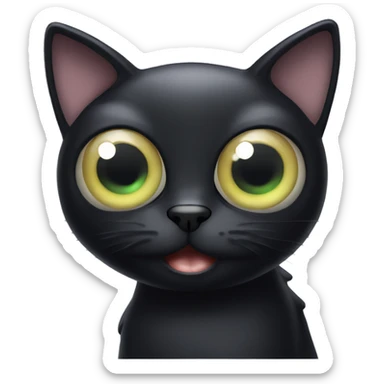 black cat with huge bulbous eyes popping out of its head sticker