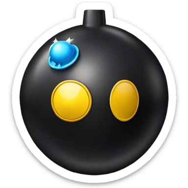 black bomb with a Pacman logo sticker