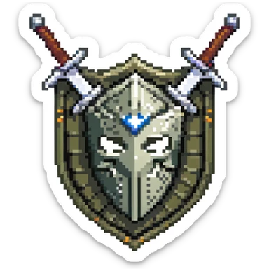 Shield badge with a hacker mask and crossed swords, dark themed for cybersecurity professionals sticker