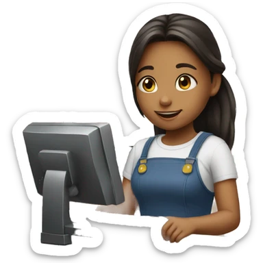girl paying at the cash register sticker