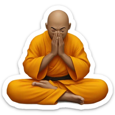 Shaolin monk meditating upside down on one finger  sticker