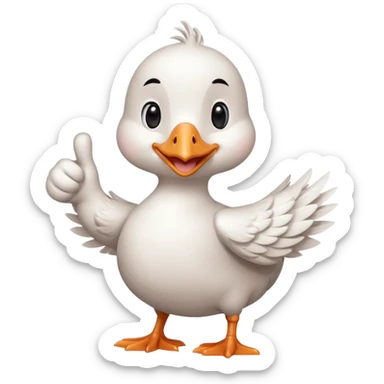 a chibi style adult goose character giving a thumbs up sticker