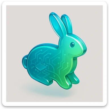 Windows Vista-style icon of a rabbit, using smooth gradients, glassy effects, touch of blue and green, clean professional slightly three-dimensional style matching Vista icon aesthetic sticker