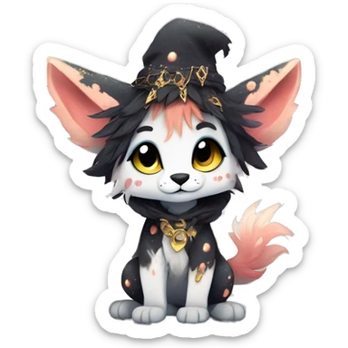 cute Kawaii edgy fantasy animal sparkle fursona Fionbri creature by griffsnuff & LiLaiRa & Falvie full body sticker