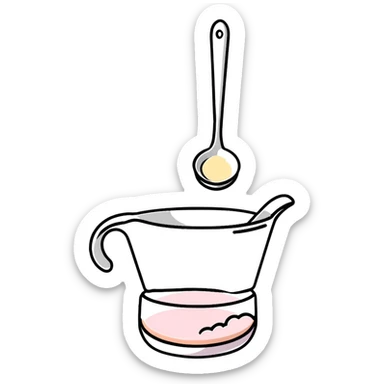 baking powder in measuring spoon with flour dust cloud sticker