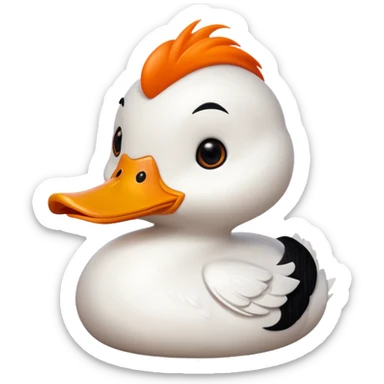 orange whit duck beak and black dot eyes cartoon style sticker