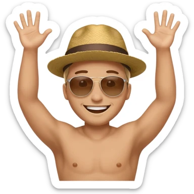 man raising his arms because of freedom sticker