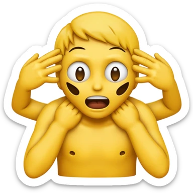emoji strangling its self with its hands sticker