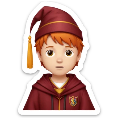 Boy with Ginger hair with a gryffindor Robe and a Textured cap sticker
