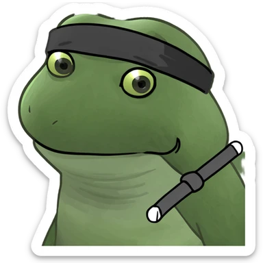 bufo frog with a ninja headband sticker